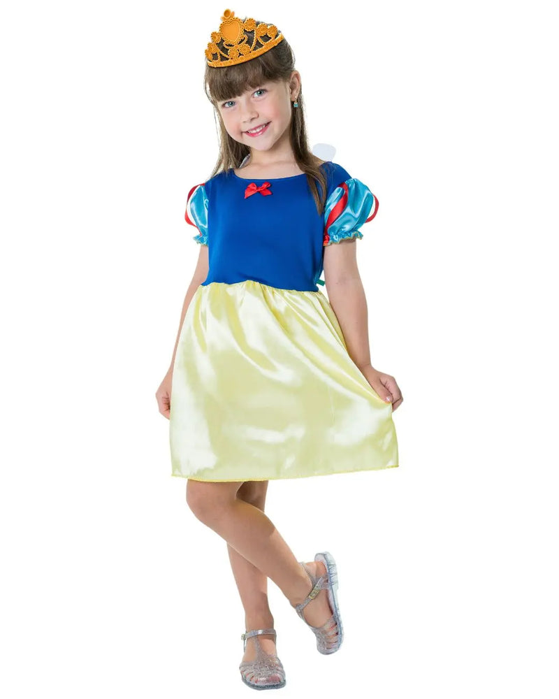 Fantasia Infantil Branca de neve Curta Verão Menina Carnaval Dia das Crianças Megalomania