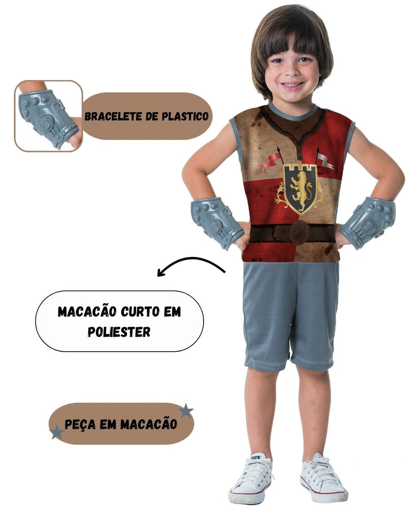 Fantasia Menino Medieval com Bracelete Festa Guerreiro Infantil Megalomania