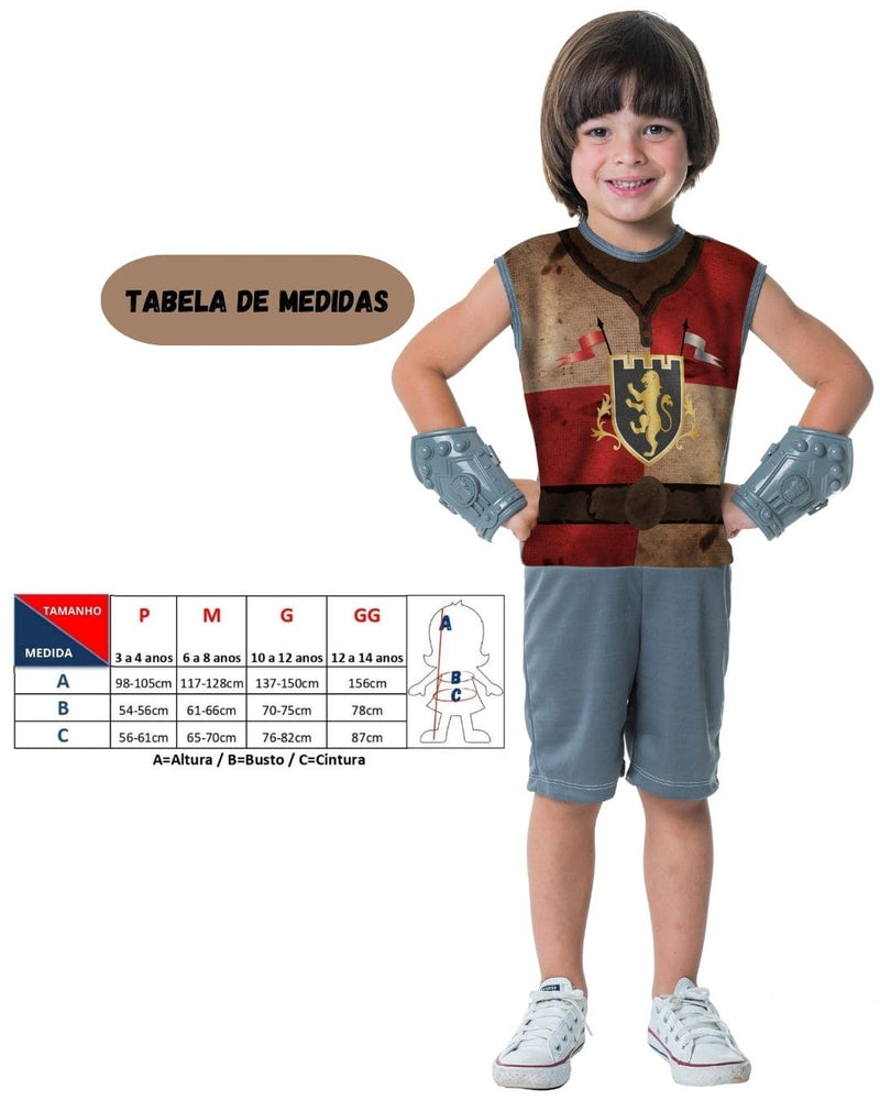 Fantasia Menino Medieval com Bracelete Festa Guerreiro Infantil Megalomania