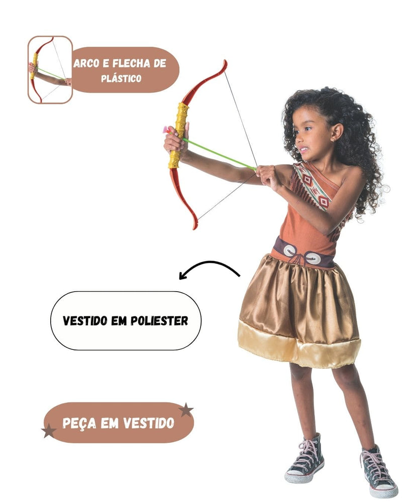 Fantasia Infantil Menina Arco com Flecha Índia Festa Carnaval Megalomania
