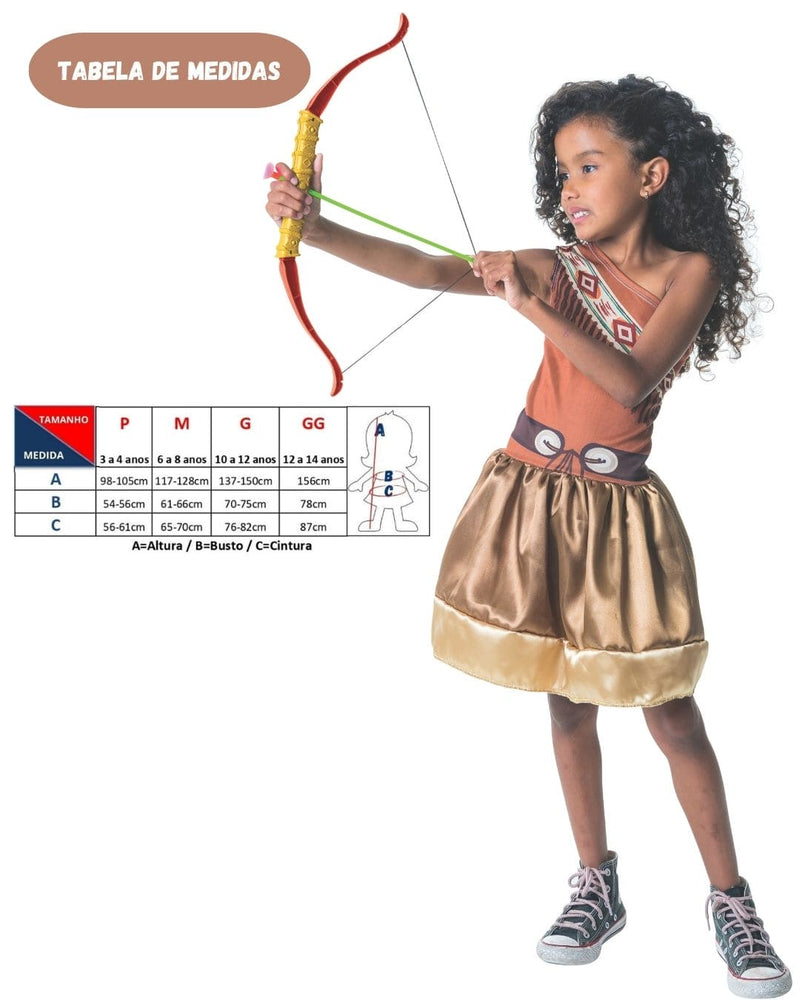 Fantasia Infantil Menina Arco com Flecha Índia Festa Carnaval Megalomania