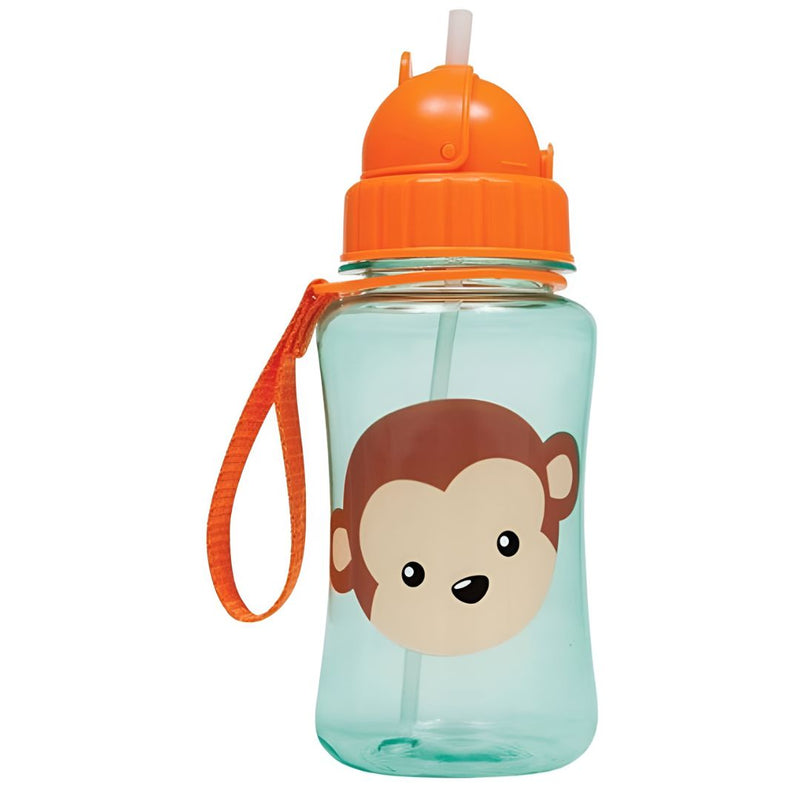 Garrafinha Infantil Canudo Silicone Animal Fun Macaquinho Laranja Buba Passeio Viagem