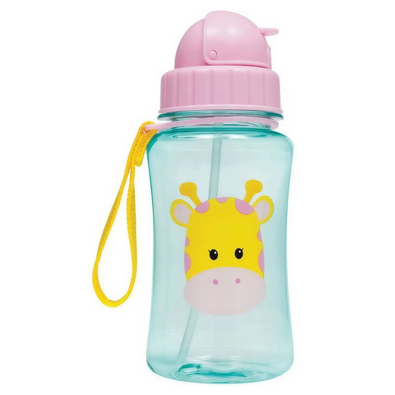 Garrafinha Garrafa Infantil Canudo Silicone Animal Fun Buba Girafa Girafinha Rosa-claro