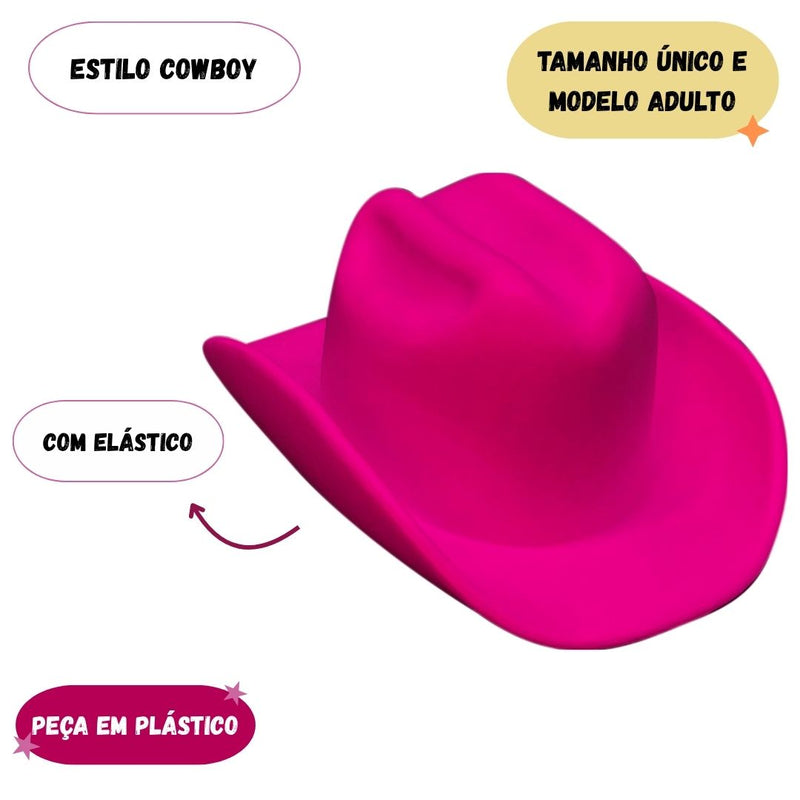 Chapéu Cowboy Rosa Boiadeira Country Vaquejada Menina Ana Castela Fazenda