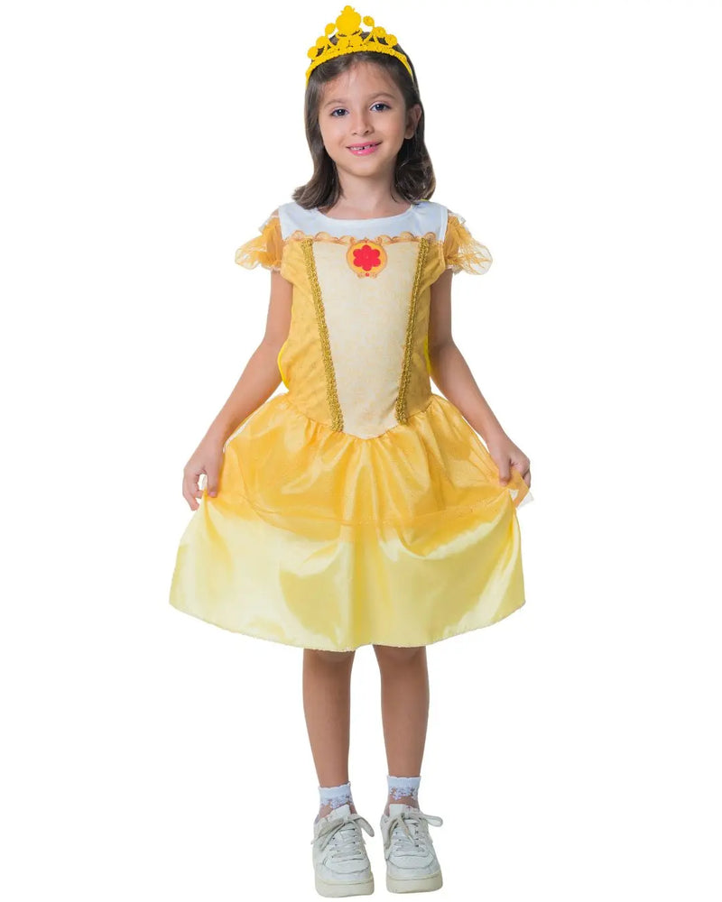 Fantasia Princesa Bela Clássica Carnaval Criança Infantil Feminina Megalomania