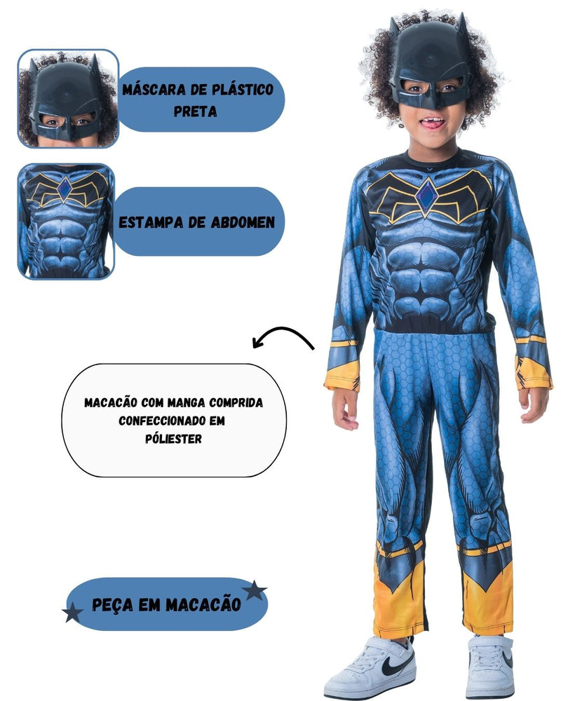 Fantasia Menino Masculina Infantil Herói Máscara Morcego Dia Das Crianças Carnaval Megalomania