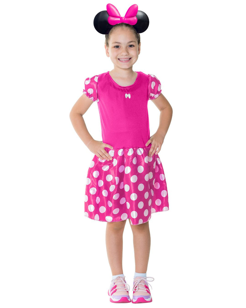Fantasia Minnie Rosa Com Tiara Bolinhas anos 90 infantil Menina Feminina Megalomania