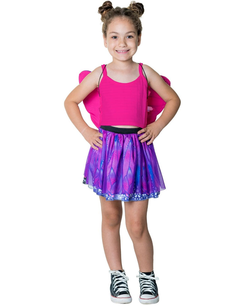 Fantasia Infantil Fada Borboleta Rosa Com Asa e Tutu Menina Feminina Carnaval Dia das Crianças Cosplay Megalomania