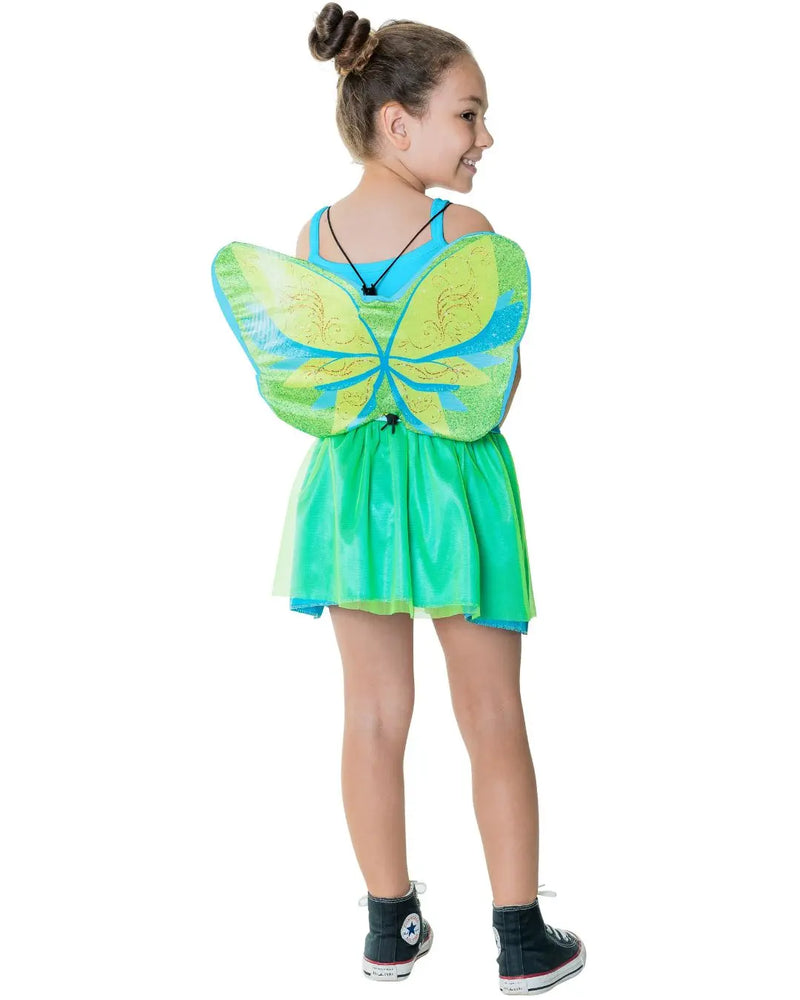 Fantasia Menina Fada Encantada Tinker Bell Sininho Verde Carnaval Dia das Crianças Feminina Presente Megalomania