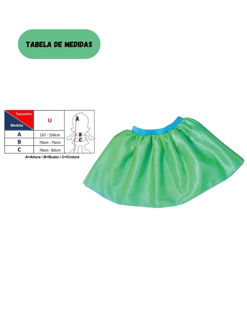 Fantasia Tutu Saia Encantada Fada Sininho Verde Infantil Dia das Crianças Carnaval Megalomania