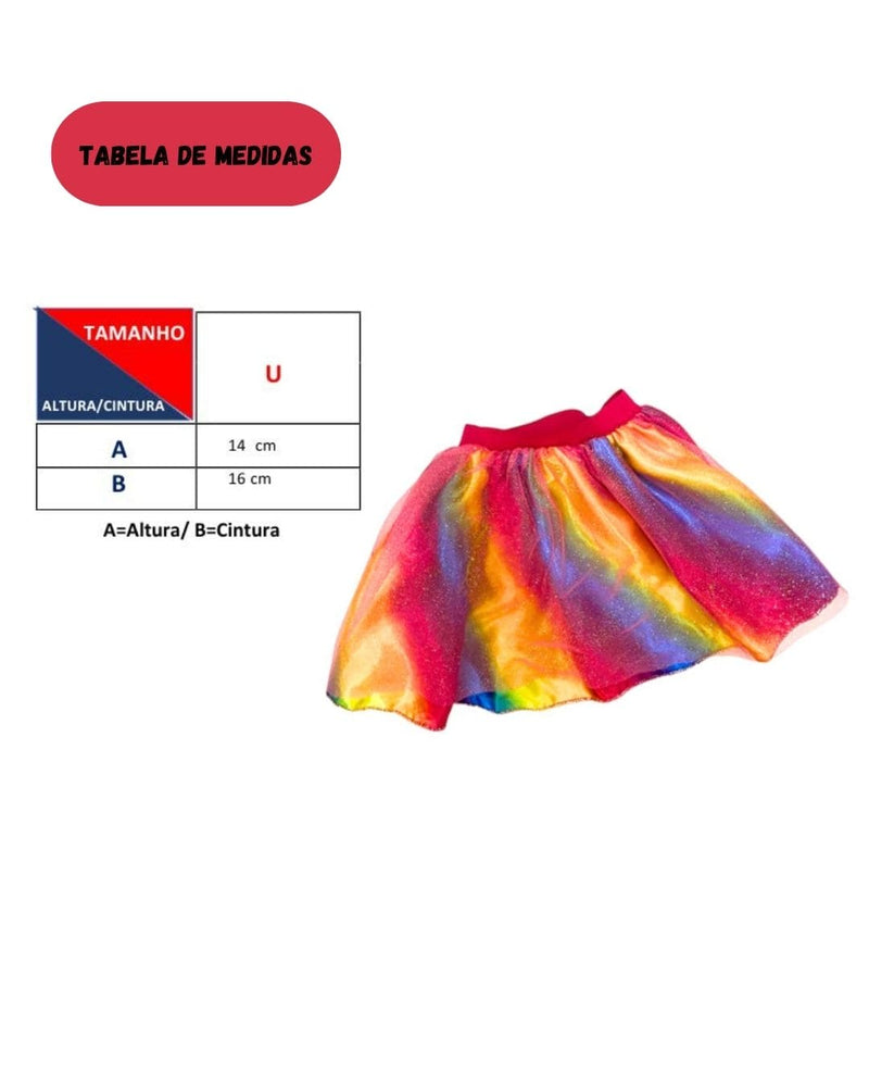 Fantasia Saia Tutu Arco Iris Adulto Festa Carnaval Feminino Megalomania