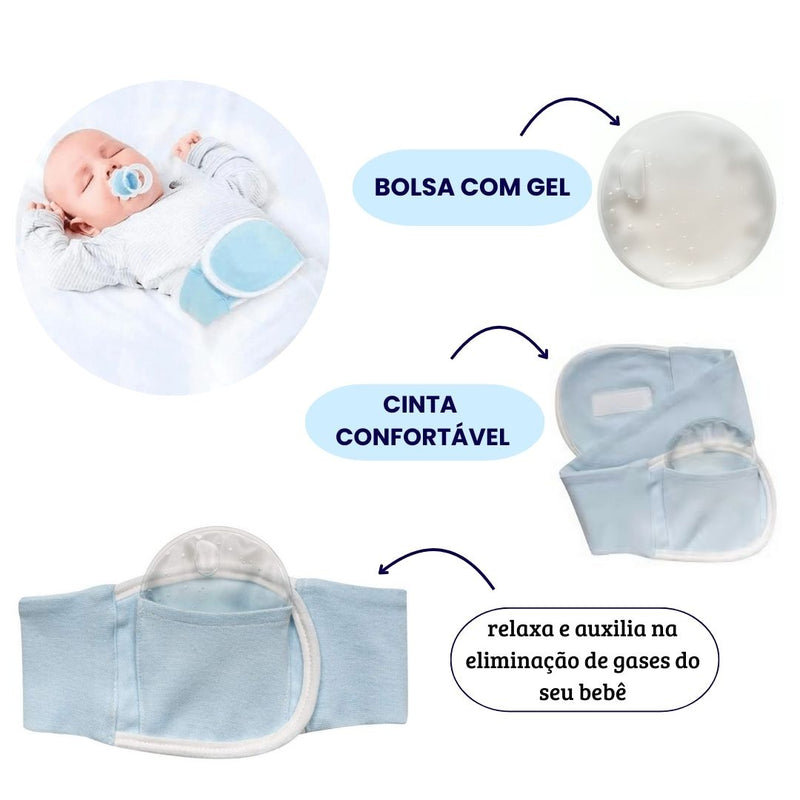 Cinta Térmica Para Cólica Azul Bebê Compressa Quente Fria Dores Gases Buba Megalomania