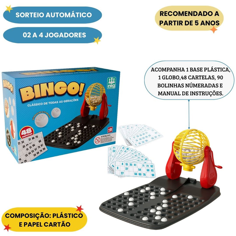 Jogos De Mesa Bingo 48 Cartelas Familia Sorte Diversão Brincadeira