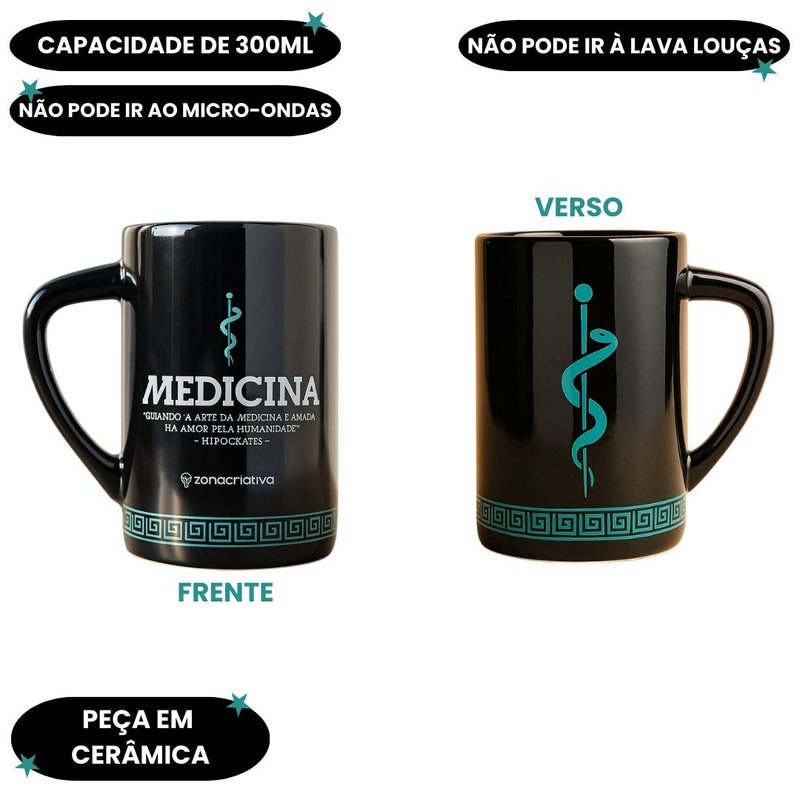 Caneca Cerâmica 300ml Profissão Medicina Chá Leite Café Presente