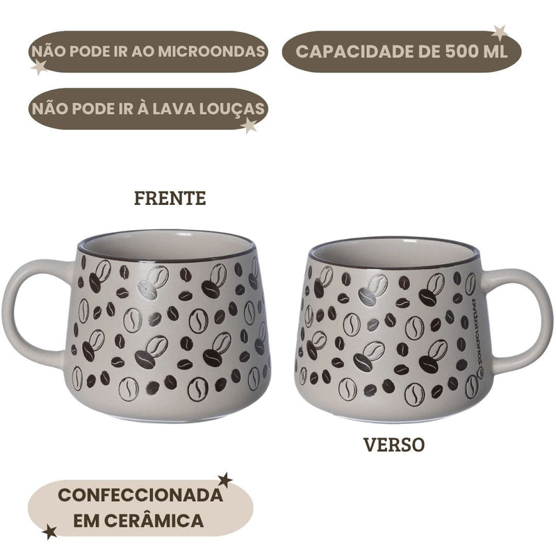 Caneca de Cerâmica Moma Café 500ml Fosca Relevo Leite Sopa Frio Bebida Presente Megalomania