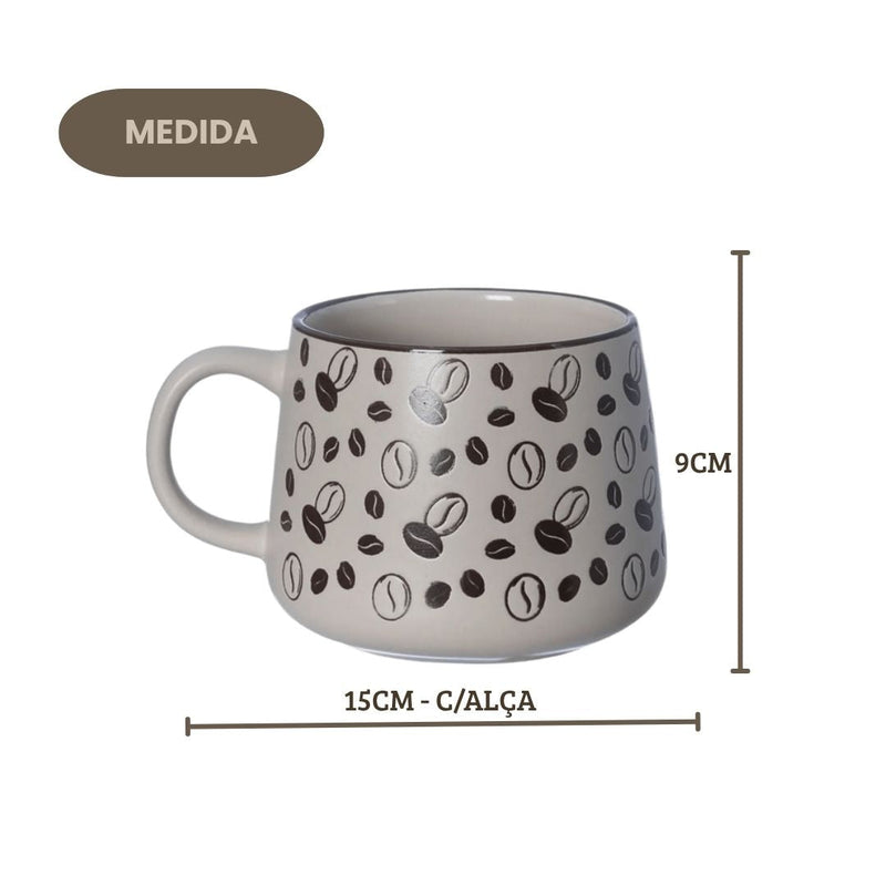 Caneca de Cerâmica Moma Café 500ml Fosca Relevo Leite Sopa Frio Bebida Presente Megalomania