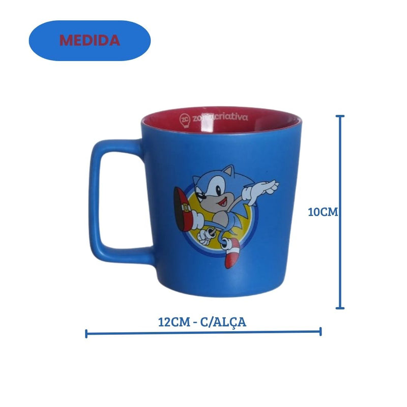 Caneca de Cerâmica Buck Sonic The Hedgedhog 400ml Geek Café Leite Presente Game Nintendo Megalomania