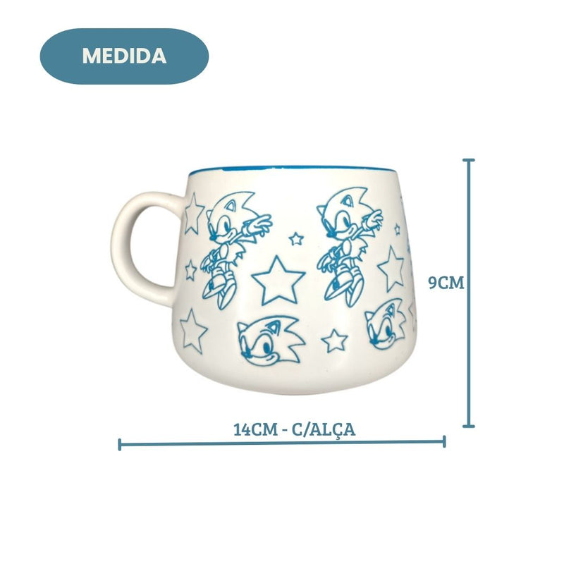 Caneca de Cerâmica Sonic The Hedgehog Branca 3D 500ML Sega Game Nintendo Café Leite Sopa Presente Megalomania