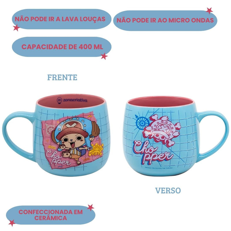 Caneca Maggie Tony Chopper One Piece Cerâmica 400ML Anime Mangá Café Leite Presente