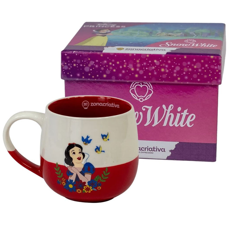 Caneca de Cerâmica 400ML Maggie Branca de Neve Café Chá Leite Presente Disney Princesa Megalomania