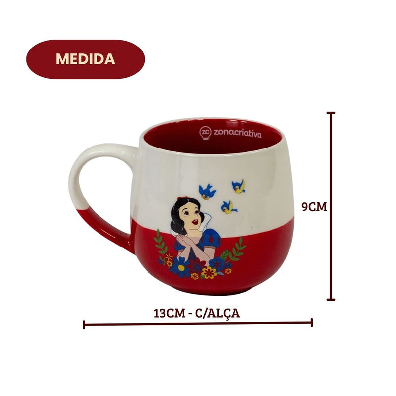 Caneca de Cerâmica 400ML Maggie Branca de Neve Café Chá Leite Presente Disney Princesa Megalomania