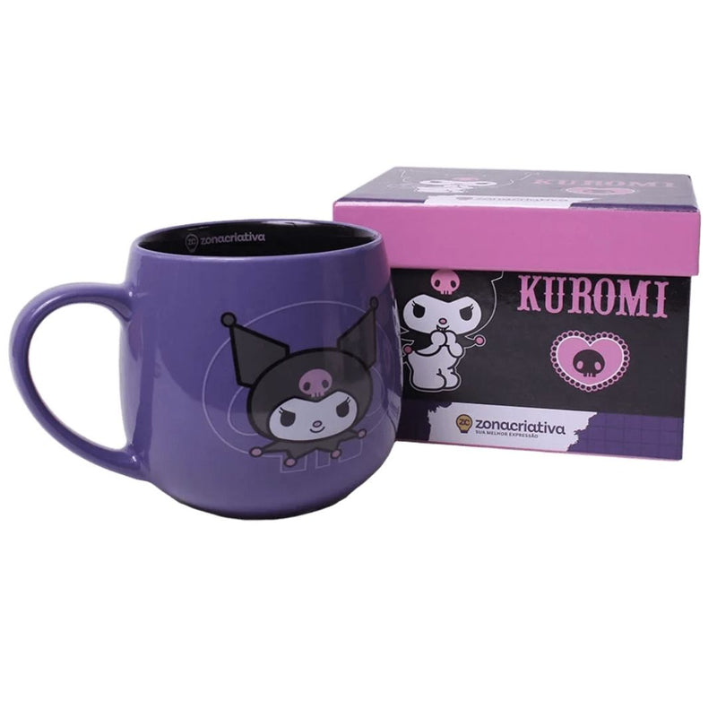 Caneca Cerâmica Maggie Kuromi Coração 400ml Café Chá Leite Sanrio My Melody Presente Megalomania