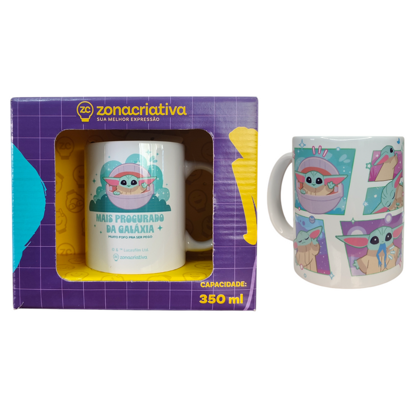 Caneca Cerâmica Pop Baby Yoda Too Cute 350ML Café Star Wars Galaxia Presente Megalomania