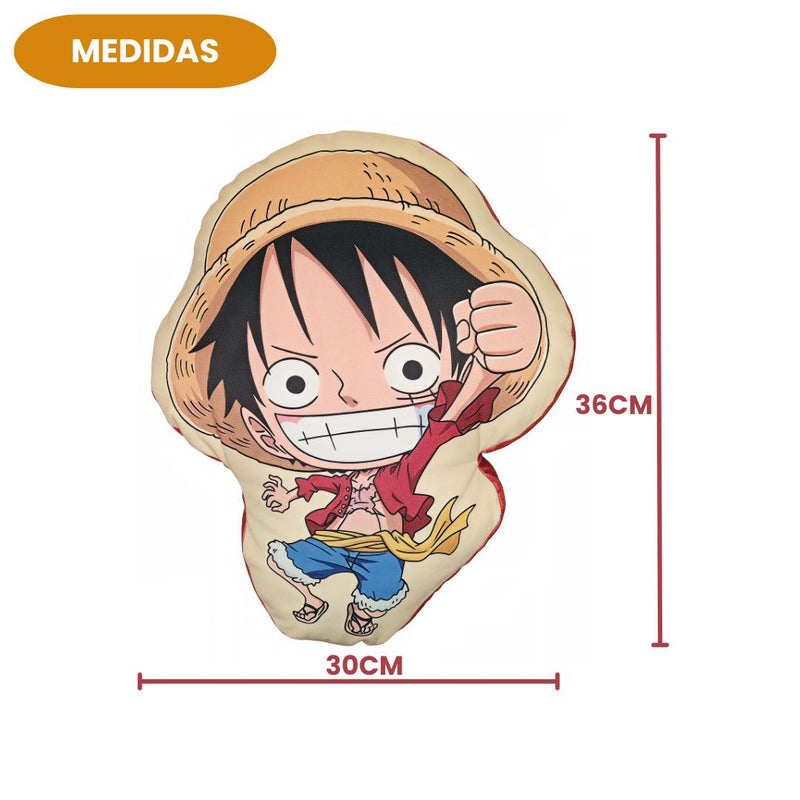 Almofada Formato Monkey 3D Luffy One Piece Textura Aveludada Anime Presente Mangá Decoração Megalomania