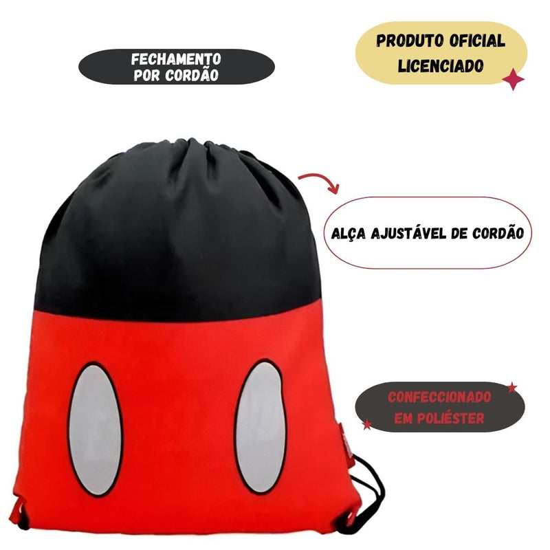 Mochila Saco Mickey Personalizada Passeio Viagem Presente Disney Juvenil Infantil