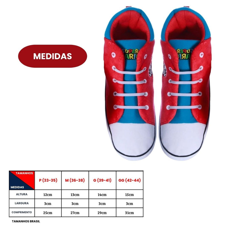 Pantufa Chinelo Tênis Super Mario Game Nintendo Quarto Frio Inverno Quente Presente Megalomania