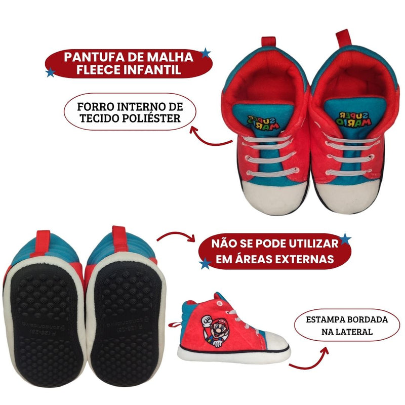 Pantufa Chinelo Tênis Super Mario Game Nintendo Quarto Frio Inverno Quente Presente Megalomania