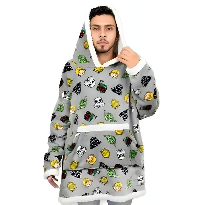 Cobertor Com Mangas Hoodie Juvenil Star Wars Frio Peluciado Inverno Quente Presente Megalomania