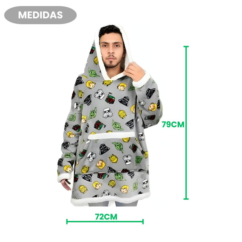 Cobertor Com Mangas Hoodie Juvenil Star Wars Frio Peluciado Inverno Quente Presente Megalomania