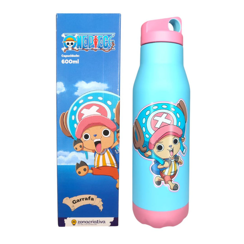 Garrafa Térmica Squeeze Space Chopper One Piece 600ML Escolar Menina Menino Volta as Aulas Inox Megalomania