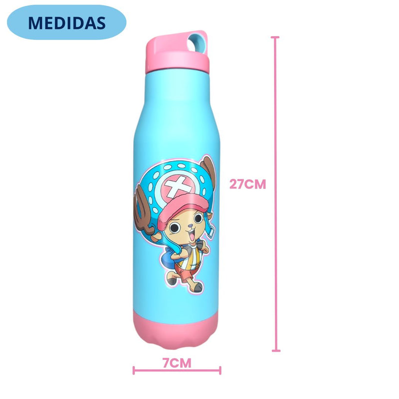 Garrafa Térmica Squeeze Space Chopper One Piece 600ML Escolar Menina Menino Volta as Aulas Inox Megalomania