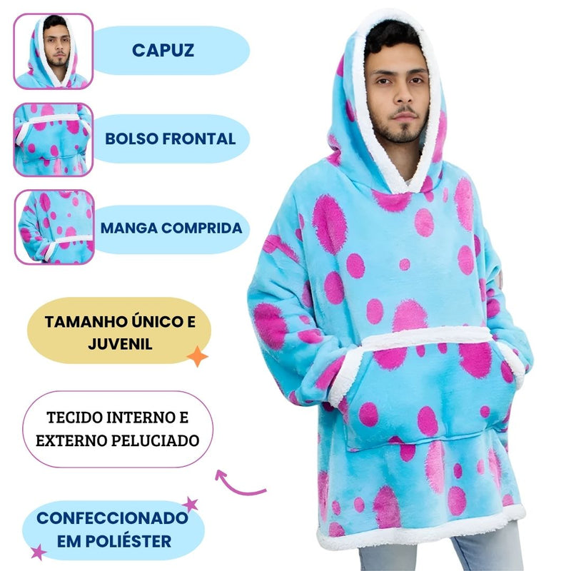 Cobertor Com Mangas Hoodie Juvenil Sulley Monstros S.A Inverno Quente Peluciado Presente Megalomania