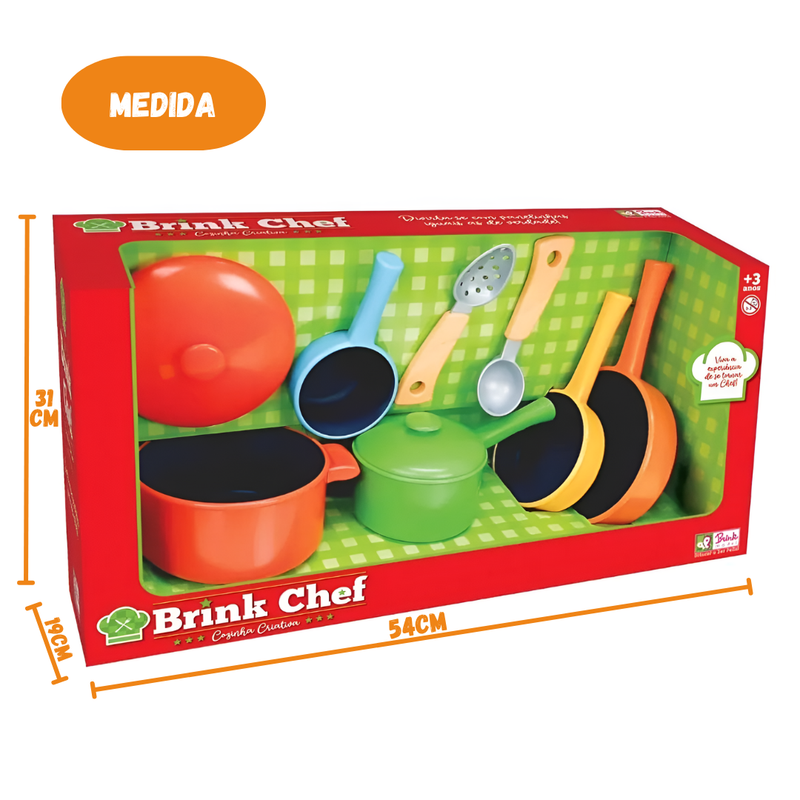 Brinquedo Kit Cozinha Infantil Panelinhas Talheres 9 Peças Menina Faz de Conta Criança Chef