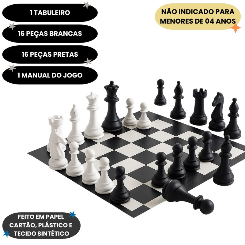 Jogo Xadrez Para Iniciantes Peças Grandes 37x37 Diversão Família