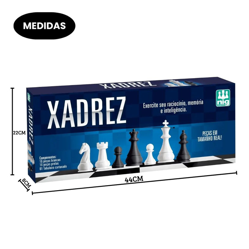 Jogo Xadrez Para Iniciantes Peças Grandes 37x37 Diversão Família