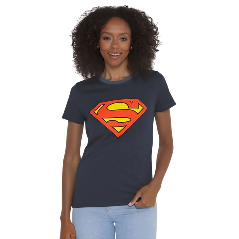 Camiseta Baby Look Super Man Logo Filme Herói Liga da Justiça Dc Comics Megalomania