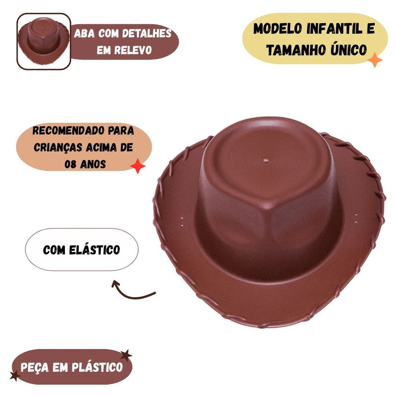 Chapéu Woody Cowboy Disney Toy Story Festa Country Infantil Jessie Fantasi Ponto Criativo