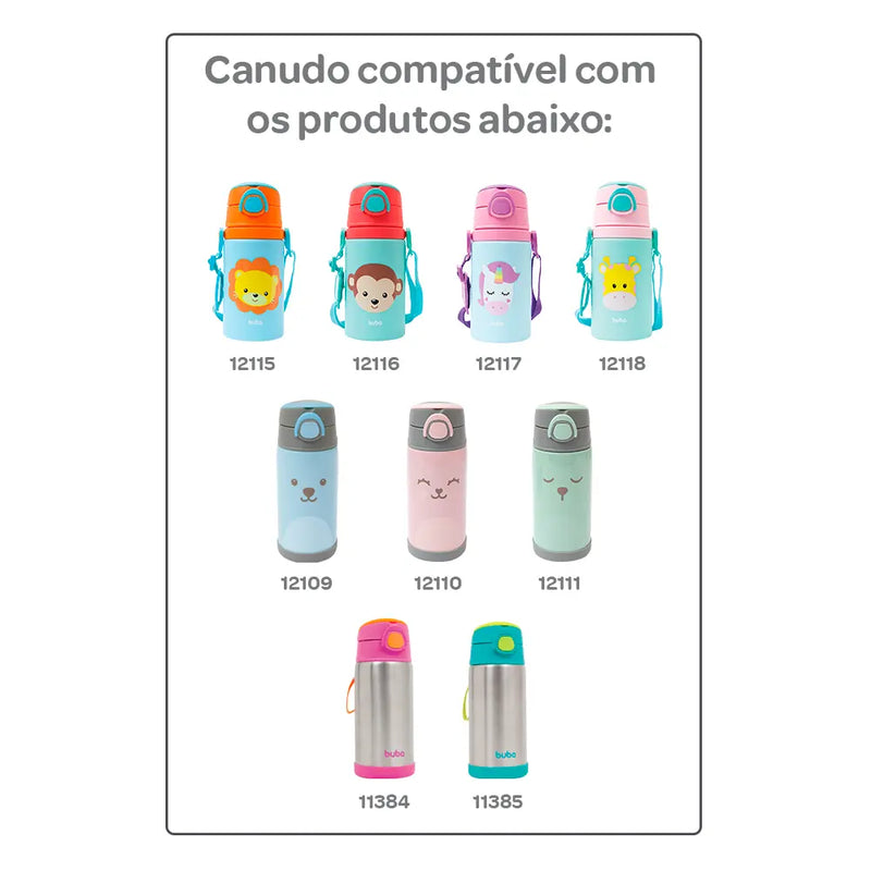 Canudo de Silicone Repositor Garrafas Copos Infantil Kids Buba Megalomania
