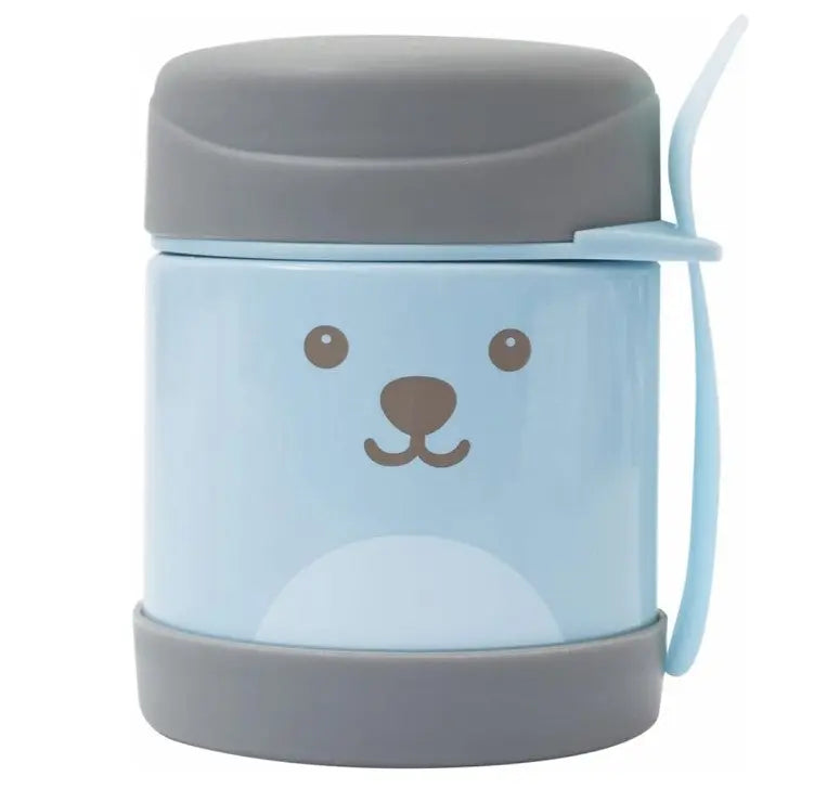 Pote Térmico Com Talher Kids Papinha Infantil Biscoito Frut - Azul Megalomania