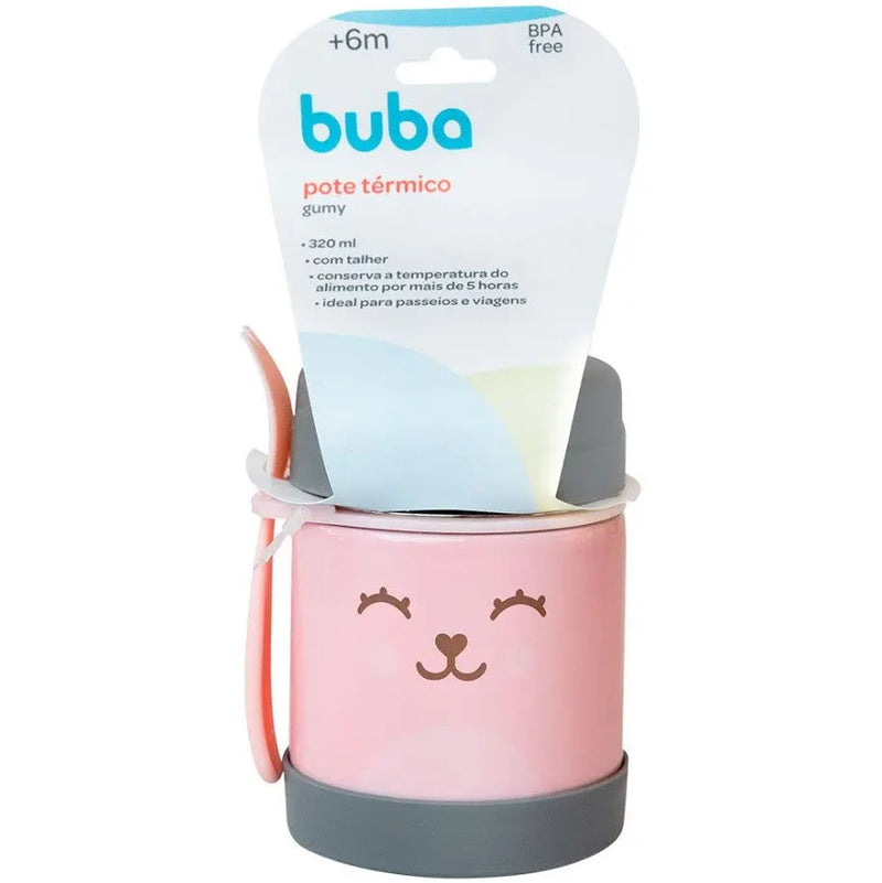 Pote Térmico Com Talher Kids Papinha Infantil Biscoito Frut - Rosa Megalomania