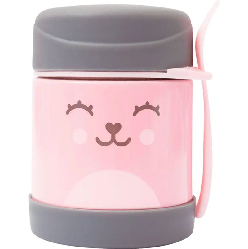 Pote Térmico Com Talher Kids Papinha Infantil Biscoito Frut - Rosa Megalomania