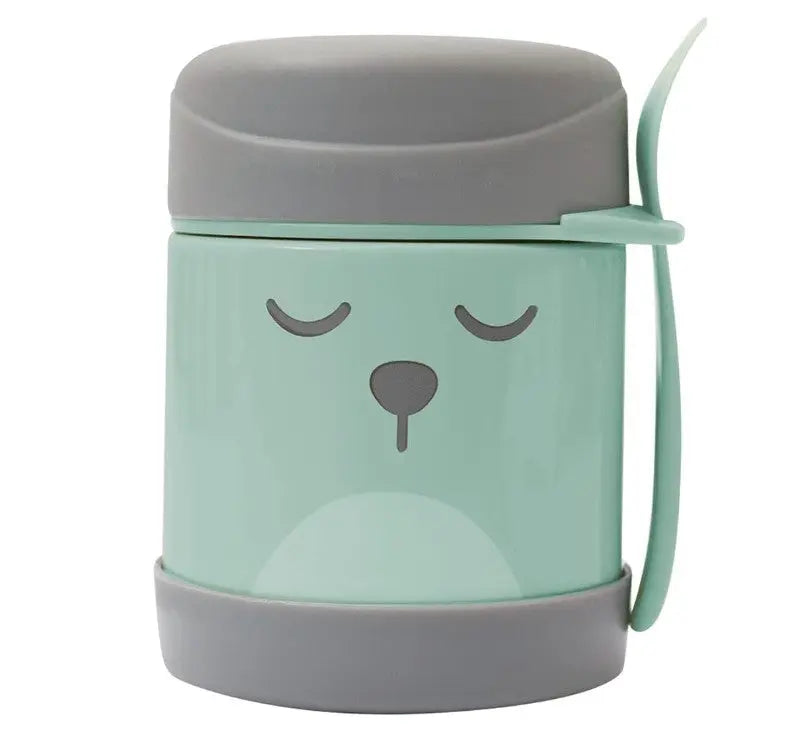 Pote Térmico Com Talher Kids Papinha Infantil Biscoito Frut - Verde Megalomania