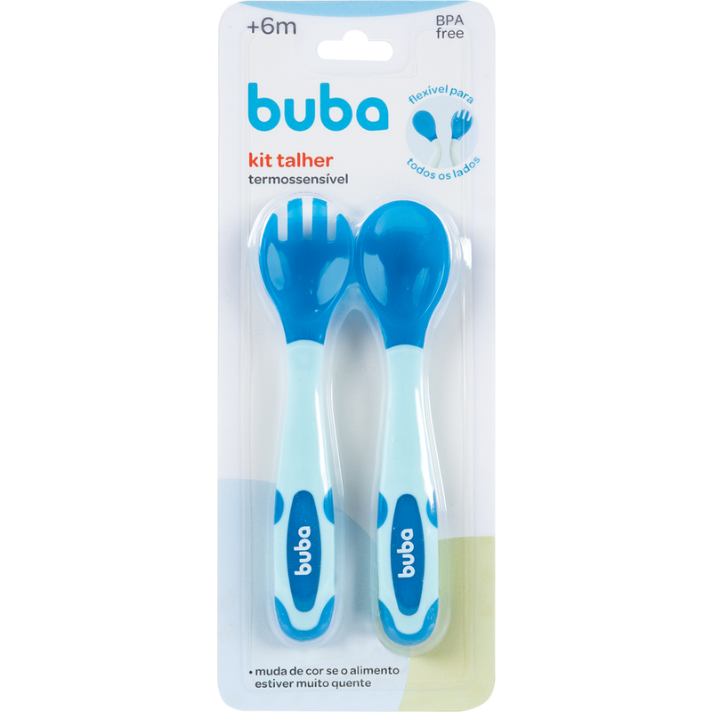 Kit Talher Bebê Introdução Alimentar Infantil Termossensível Buba
