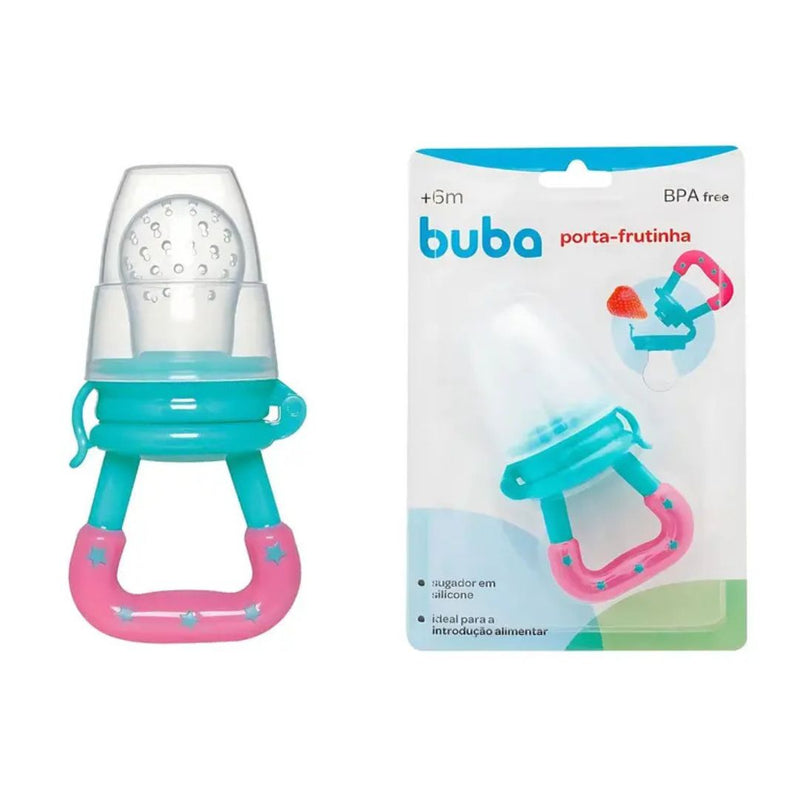 Porta Frutinhas Rosa Com Sugador de Silicone Chupeta de Alimentação Bebê Infantil Maternidade Buba
