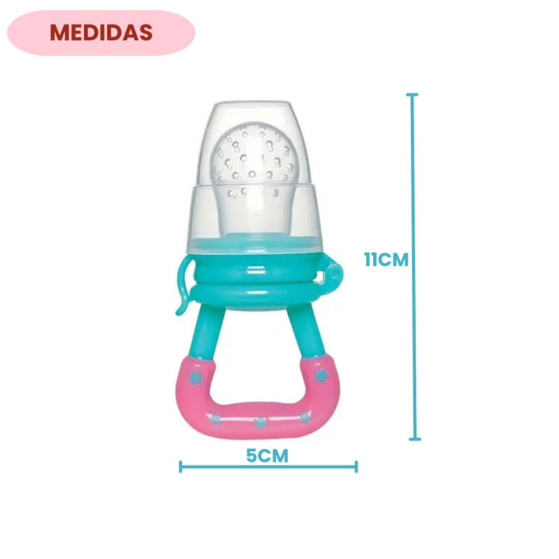 Porta Frutinhas Rosa Com Sugador de Silicone Chupeta de Alimentação Bebê Infantil Maternidade Buba