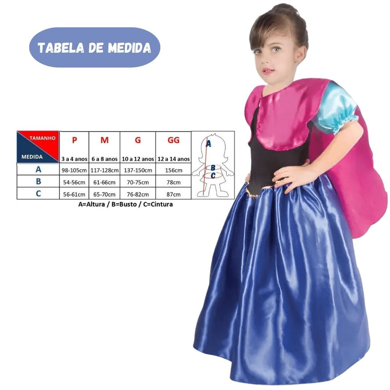 Fantasia Infantil Princesa Anna Frozen Gelo Inverno Disney Luxo Neve Festa